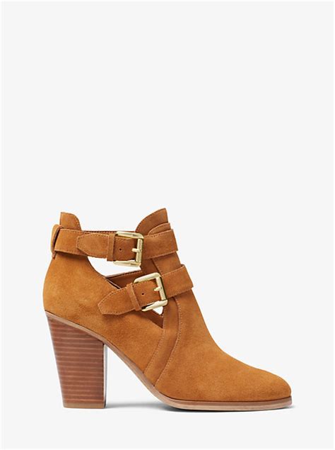 michael kors walden suede bootie|Michael Kors Walden Suede Block Heel Bootie .